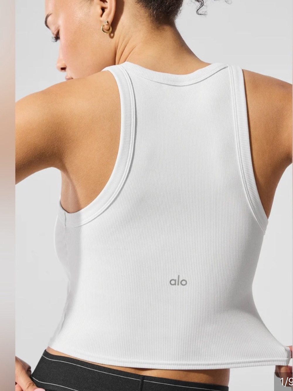 ALO Yoga Cream Ribbed Scoop Neck Tank